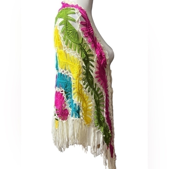 Boho Coachella Fringe Shawl Wrap Tie Crochet Tassels Macrame Style - Picture 10 of 15